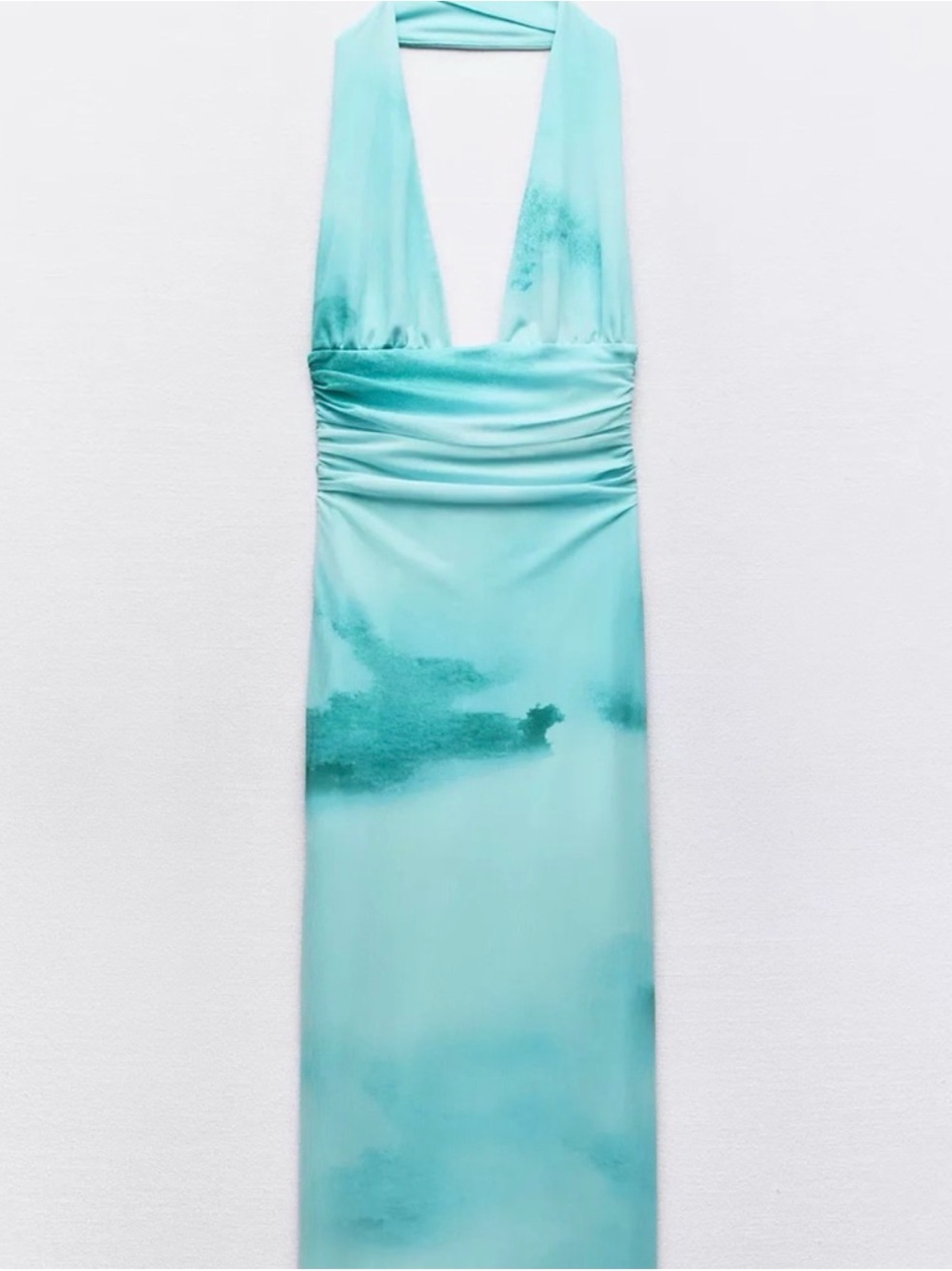 Zara Aqua Blue Halter Maxi Dress